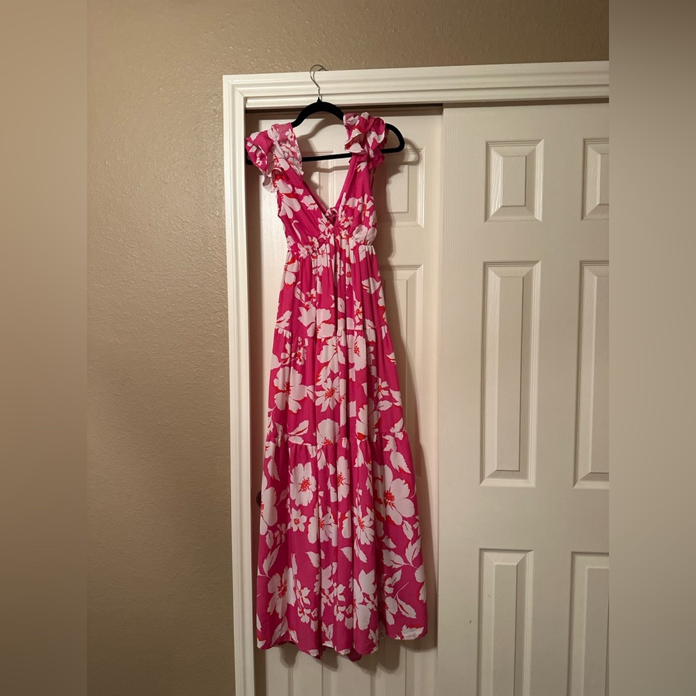Pink Floral Maxi Dress